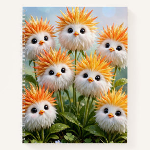 Süße Fantasy-Küken-Blumen-Garten-Spiralblock Notizblock