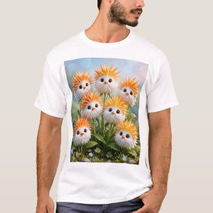 Süße Fantasy-Küken-Blumen-Garten-T-Shirt Tee
