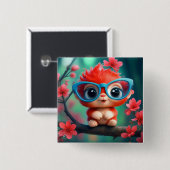 Süße Fantasy-Tier-Cartoon mit Brille-68807 Button (Vorne & Hinten)