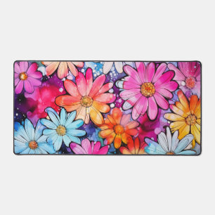 Süße farbenfrohe abstrakte Blumenillustration Schreibtischunterlage
