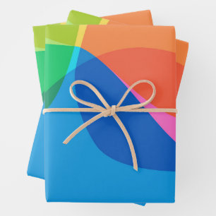 Süße farbenfrohe abstrakte geometrische Regenbogen Geschenkpapier Set