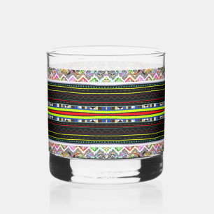 Süße farbenfrohe aztekische Stammesmuster Whiskyglas