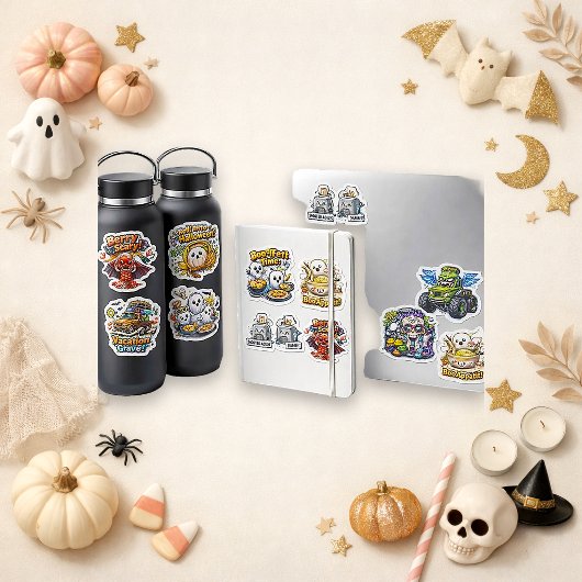 Süße farbenfrohe Chibi-Halloween-Essen Aufkleber