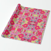 Süße farbenfrohe helle Blumen Geschenkpapier (Ungerollt)