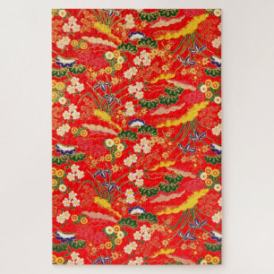 Süße farbenfrohe japanische Blumenmuster Puzzle