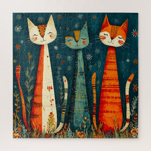Süße farbenfrohe Katzen Puzzle (Vertikal)