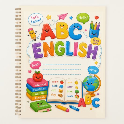 Süße farbenfrohe Kinder ABC Englisch-Lernen Planer (Vorderseite)