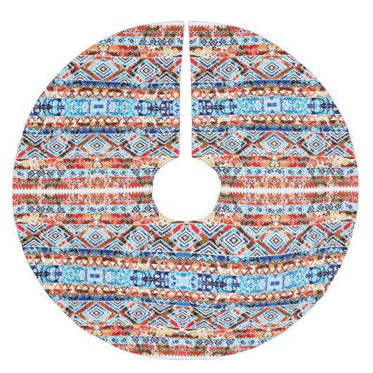 Süße farbenfrohe Mädchen-Aztek-Muster Polyester Weihnachtsbaumdecke (Vorderseite)