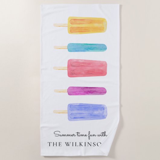 Süße farbenfrohe moderne Sommer personalisiert Strandtuch (Vorderseite)