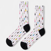 Süße farbenfrohe nationale Radfahrer Illustrations Socken (Linkes Detail)