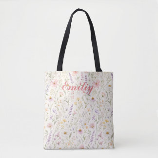 Süße farbenfrohe Pastell-Wasserfarben-Blumen mit i Tasche
