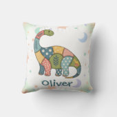 Süße farbenfrohe Patchwork-Dinosaurier Kissen (Rückseite)