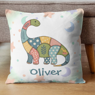 Süße farbenfrohe Patchwork-Dinosaurier Kissen