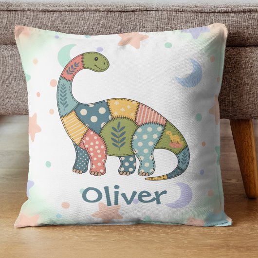 Süße farbenfrohe Patchwork-Dinosaurier Kissen