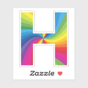 Süße farbenfrohe Regenbogen-Alphabet H Aufkleber