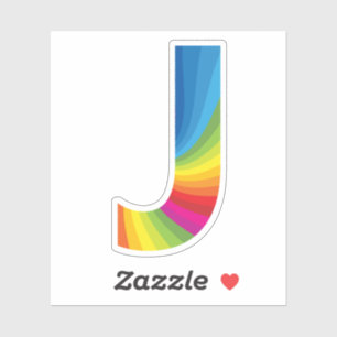 Süße farbenfrohe Regenbogen-Alphabet J Aufkleber