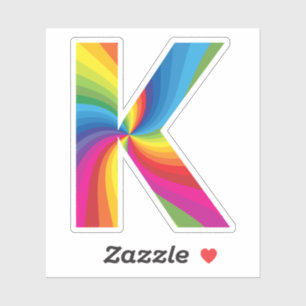 Süße farbenfrohe Regenbogen-Alphabet K Aufkleber