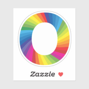 Süße farbenfrohe Regenbogen-Alphabet O Aufkleber