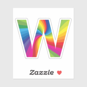 Süße farbenfrohe Regenbogen-Alphabet W Aufkleber