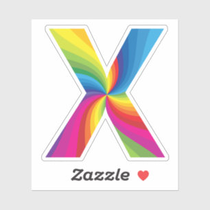 Süße farbenfrohe Regenbogen-Alphabet X Aufkleber