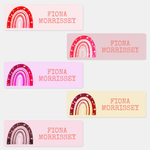 Süße farbenfrohe Regenbogen-Kindernamen Etiketten