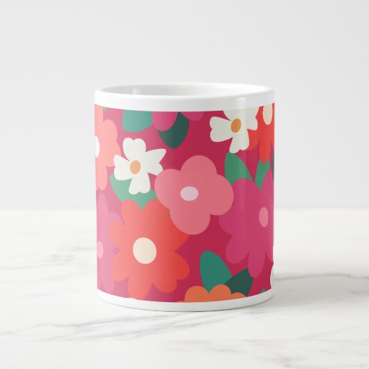 Süße farbenfrohe Retro-Blumen Jumbo-Tasse (Vorderseite)