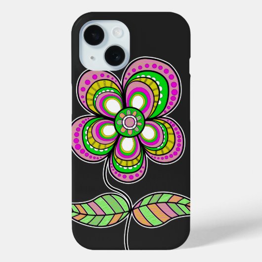 Süße farbenfrohe Retro-Blumenillustration Case-Mate iPhone Hülle (Rückseite)