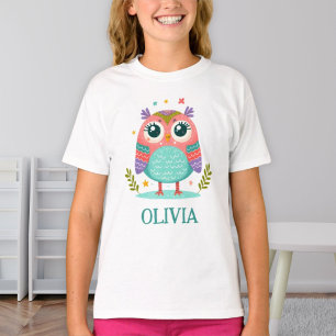 Süße farbenfrohe skurrile Baby-Eule T-Shirt