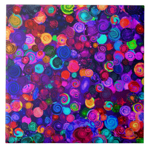 Süße farbenfrohe spiralförmige Cosmos-Muster Fliese