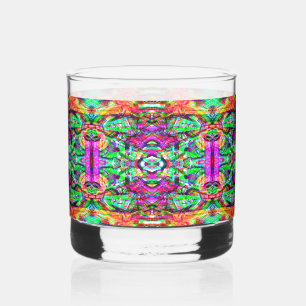 Süße farbenfrohe symmetrische abstrakte neon-triba whiskyglas