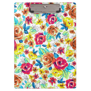 Süße farbenfrohe Vintage-Rosen-Muster Klemmbrett