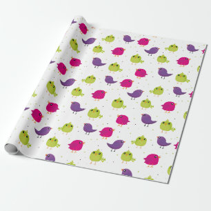 Süße farbenfrohe Vögel Geschenkpapier