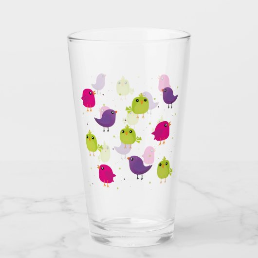 Süße farbenfrohe Vögel Glas (Vorderseite)