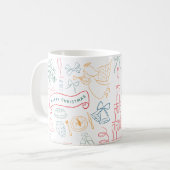 Süße farbenfrohe Weihnachts-Doodle Kaffeetasse (Vorderseite Links)