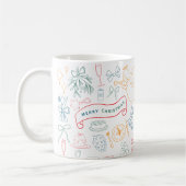 Süße farbenfrohe Weihnachts-Doodle Kaffeetasse (Links)