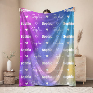 Süße farbenfrohe wiederholende Namens-personalisie Fleecedecke