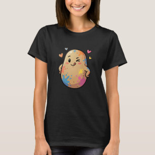 Süße Farbspritzer-Kartoffel Kawaii Pastell-Herzen T-Shirt