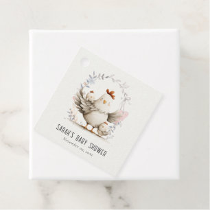 Süße Farm-Mama und Baby-Küken Blumen-Baby-Party Geschenkanhänger