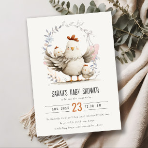 Süße Farm-Mama und Baby-Küken Blumen Baby Shower Einladung
