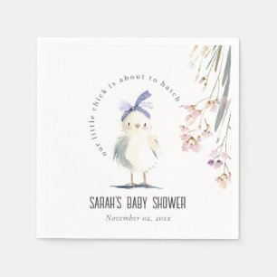 Süße Farmküken-Aquarell-Blumen-Baby-Party Serviette