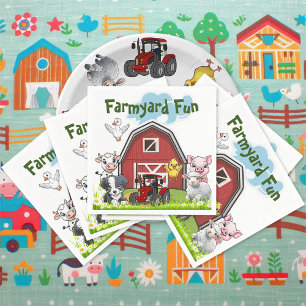 Süße Farmspaß-Tiere Rote Land Scheune Serviette