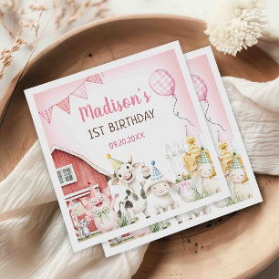 Süße Farmtiere zum 1. Geburtstag Serviette