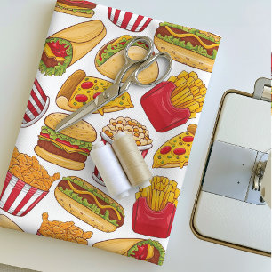 Süße Fast-Food-Burger-Pizza-Tacos-Fritten & Popcor Stoff