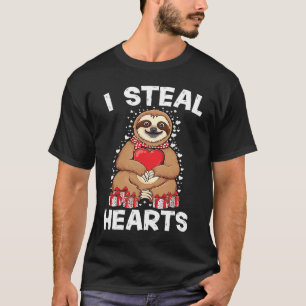 Süße faule Faultier hält Herz Liebe Faultier Valen T-Shirt