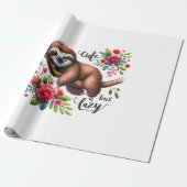 Süße faule Faultierblumen Geschenkpapier (Ungerollt)