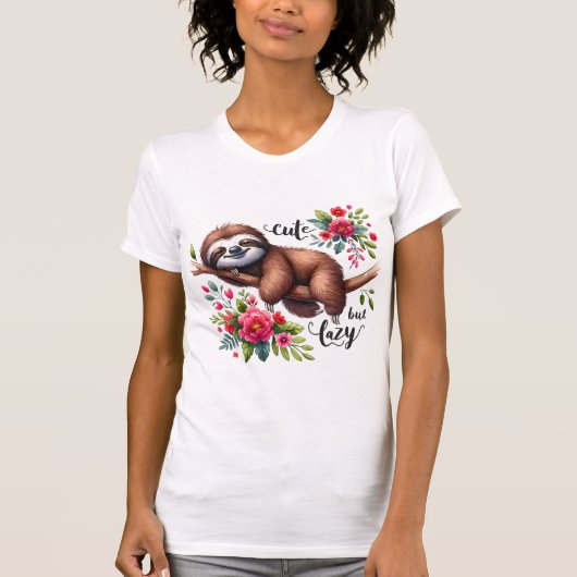 Süße faule Faultierblumen T-Shirt (Vorderseite)