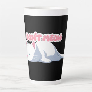Süße faule weiße Katze Kawaii Anime-Illustration Milchtasse
