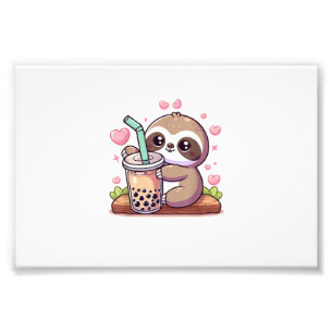 Süße Faultier-Boba-Blasen-Milch-Tee Kawaii Frauen  Fotodruck