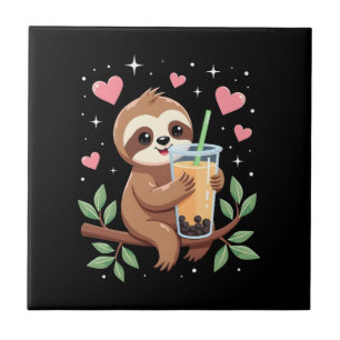 Süße Faultier-Boba-Blasen-Milchtee Kawaii Frauen M Fliese