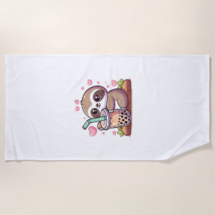 Süße Faultier-Boba-Blasen-Milchtee Kawaii Frauen M Strandtuch